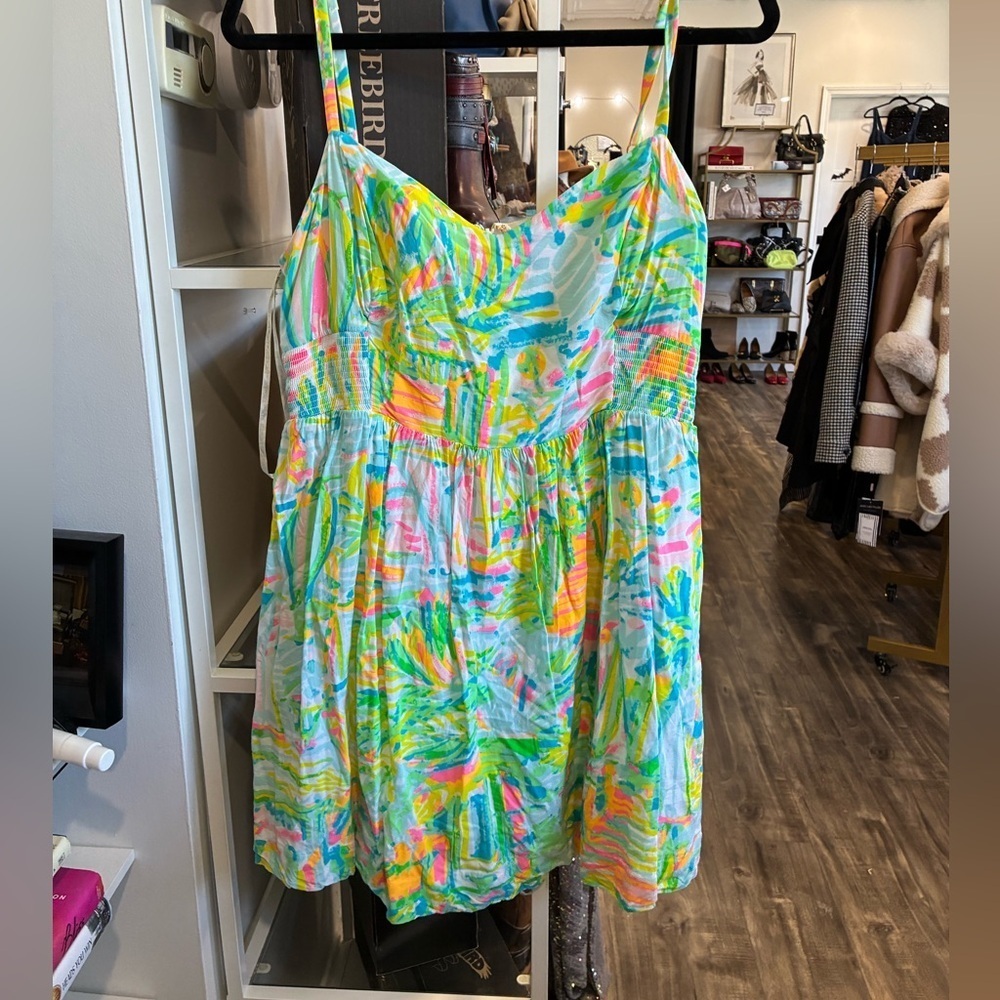 Lilly Pulitzer spaghetti strap print dress size 14